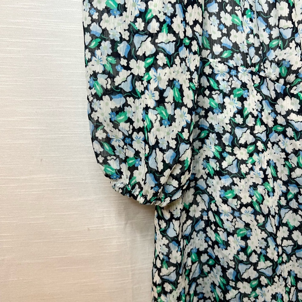 Karl Lagerfeld Paris Women's Floral Tie Ruffle Dress - Picture 6 of 13